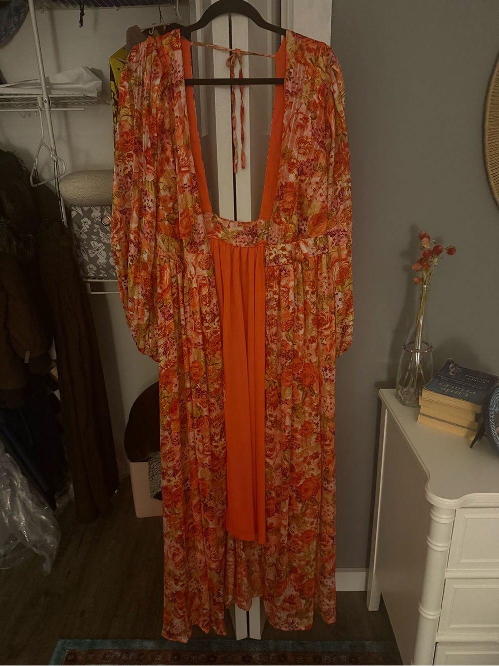 Nasty Gal Orange Floral Maxi Dress